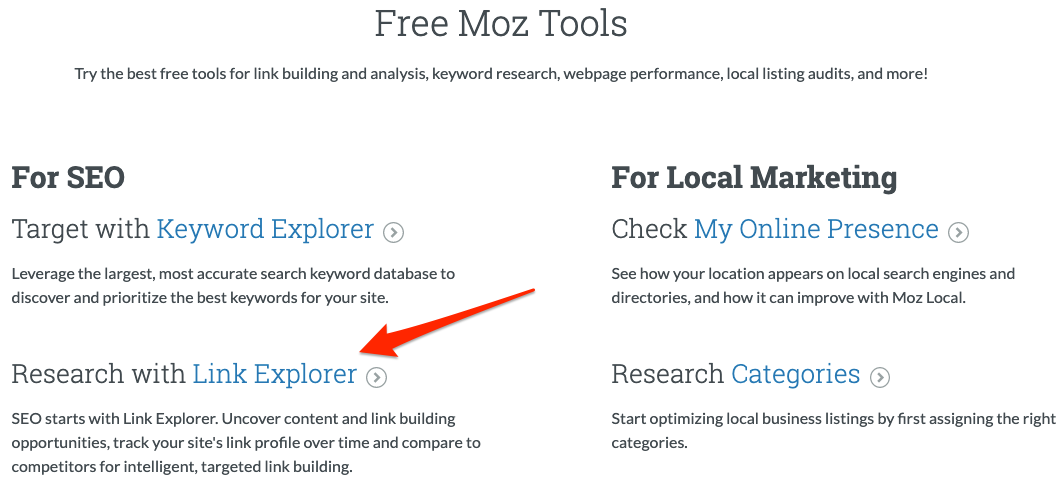 Link Explorer MOZ