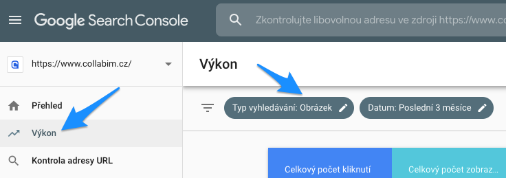 Zjištění návštěvnosti webu přes obrázky v Google Search Console