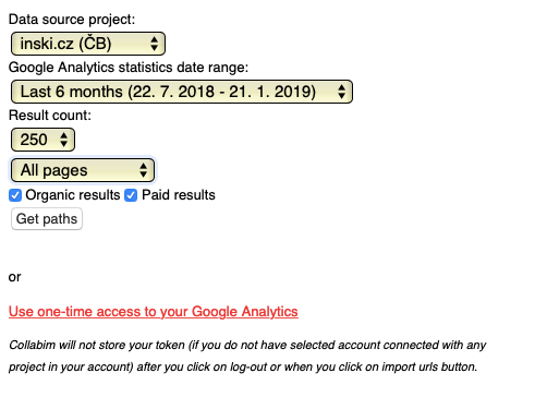 Import slov z Google Analytics v Collabimu