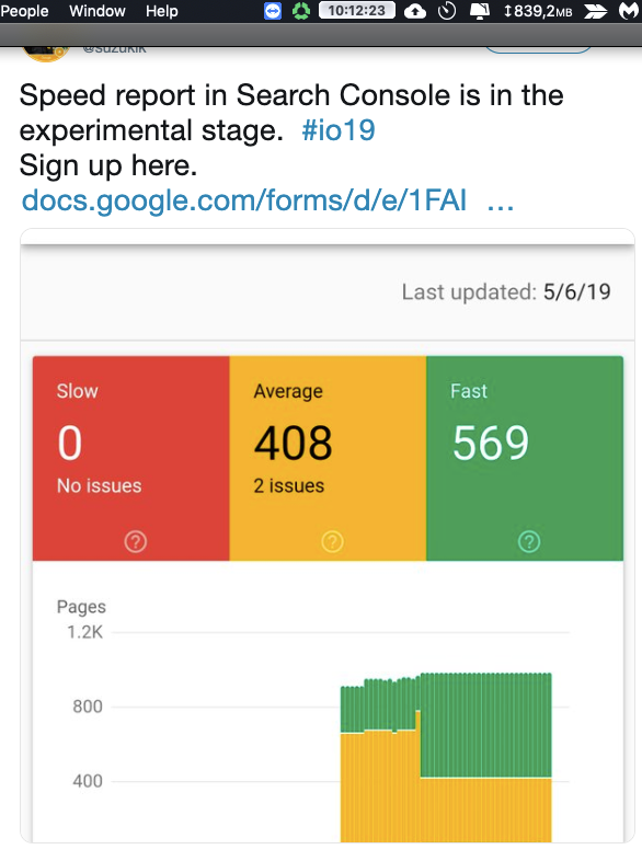 Speed report Google Search Console