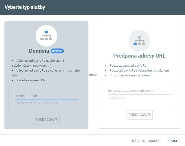 Zprovoznění Google Search Console