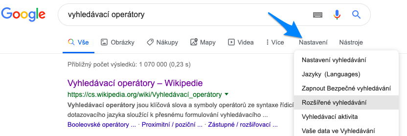 rozšíření vyhledávání Google