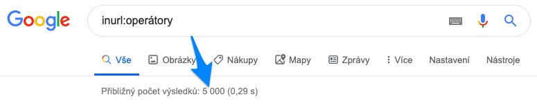 vyhledávací operátor inurl