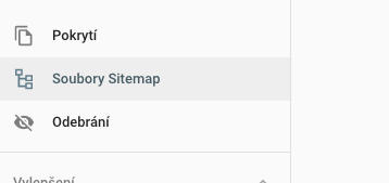 Levé menu -> Soubory Sitemap