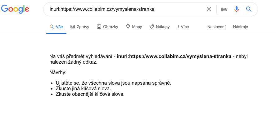 URl není v indexu Google - zjistění přes SERP