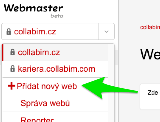 Přidání webu | Seznam Webmaster tools