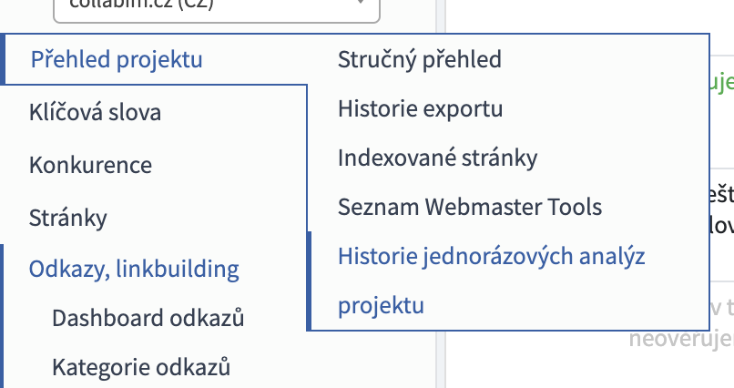 Historie jednorázových analýz nově u projektu