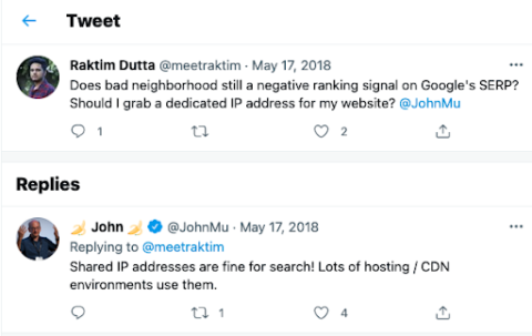 John Mueller o sdílené IP adrese