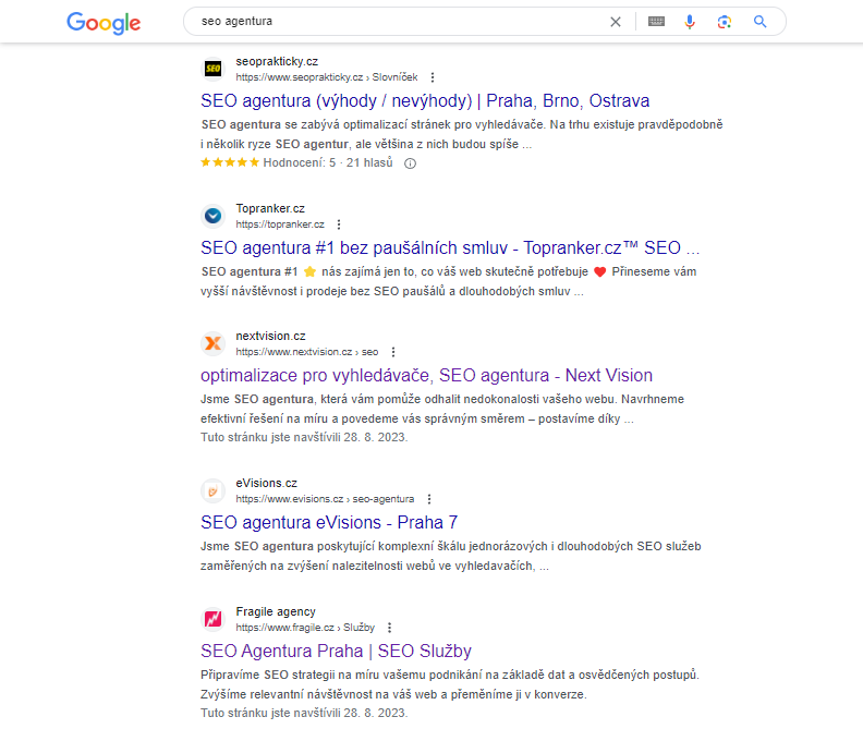 SEO agentury v SERPu