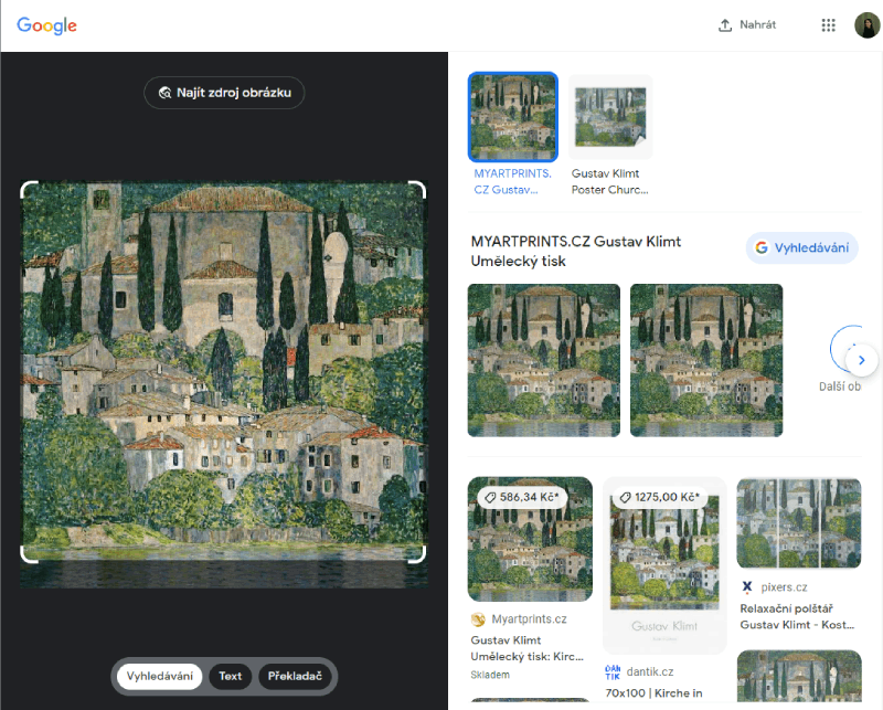 Vyhledávaní podle obrázku přes Google