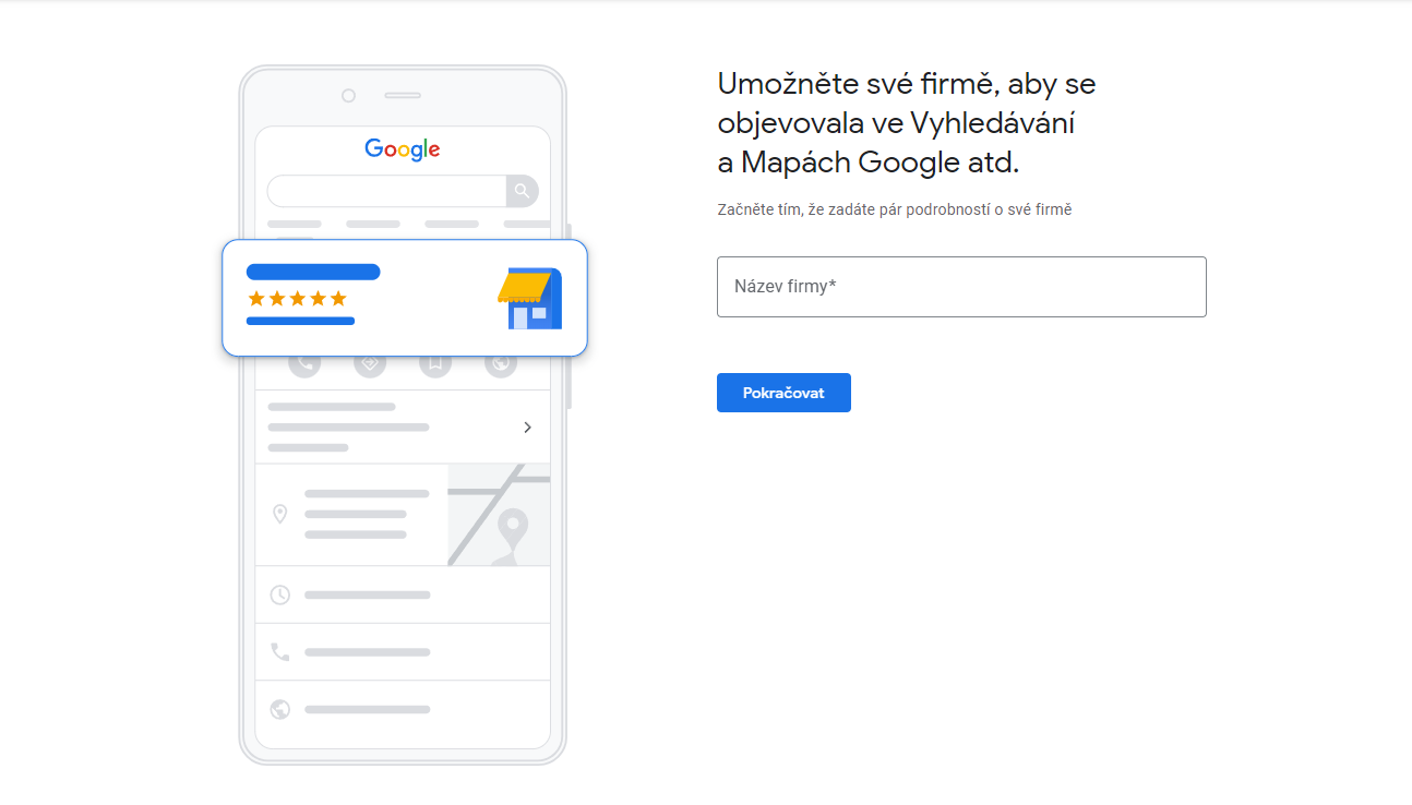 Google Moje firma - objevování v Mapách Google