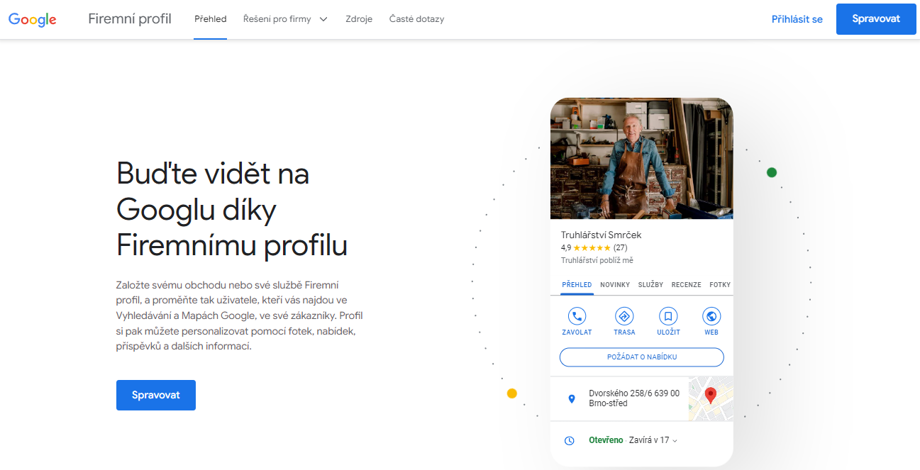 Google Moje firma - registrace