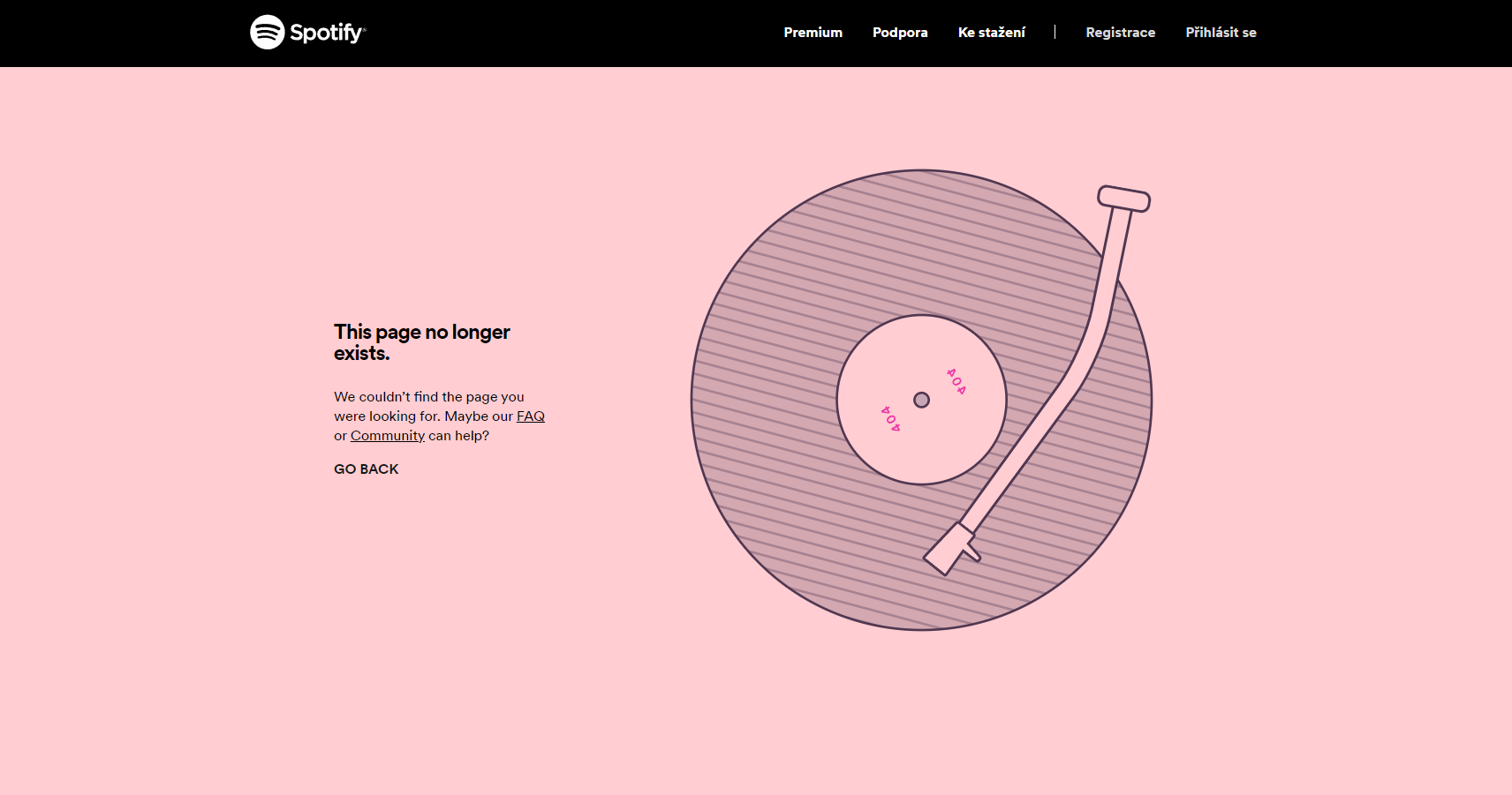 404 Page not found - Spotify