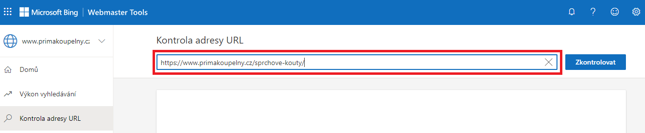 Bing Webmaster Tools Kontrola adresy URL