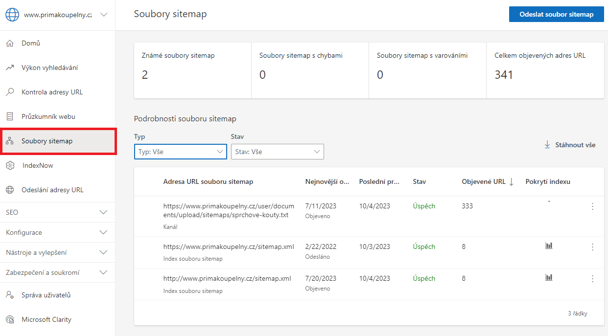 Bing Webmaster Tools Soubory Sitemap