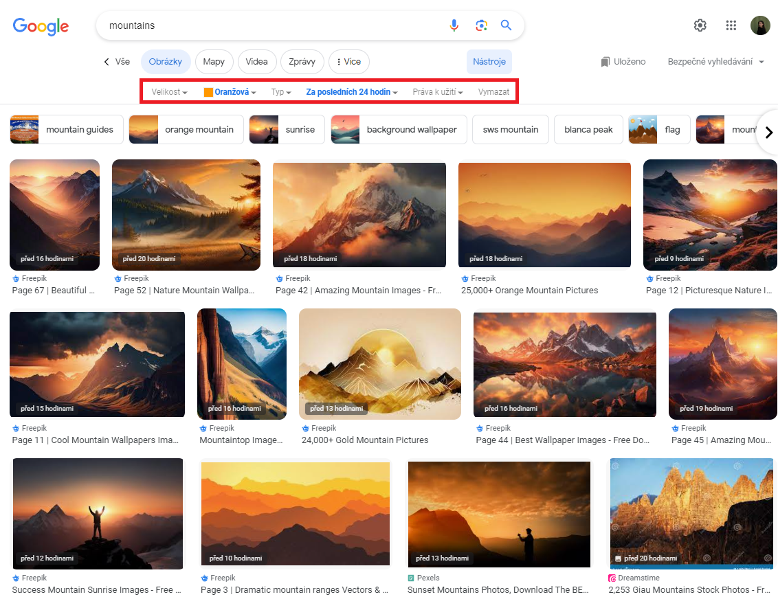 Obrázky Google Nástroje