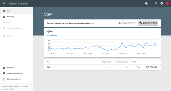 Úvodní dashboard projektu