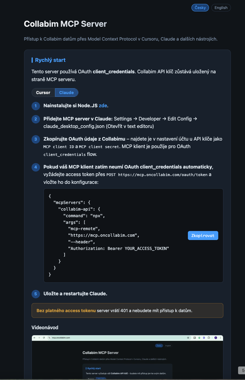 Collabim MCP Server – dokumentace a rychlý start
